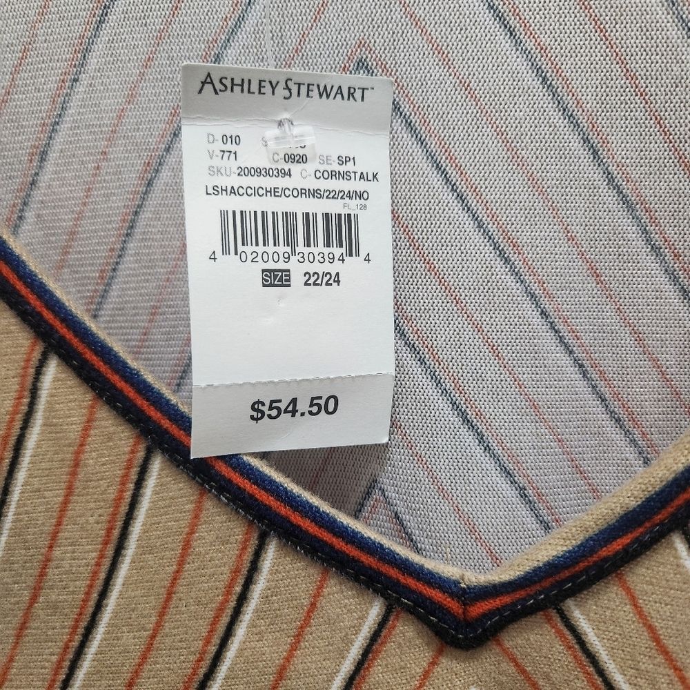 ASHLEY STEWART Diagonal Multicolored Striped Sweater Dress Belted Size 22/24 NEW - Picture 3 of 4